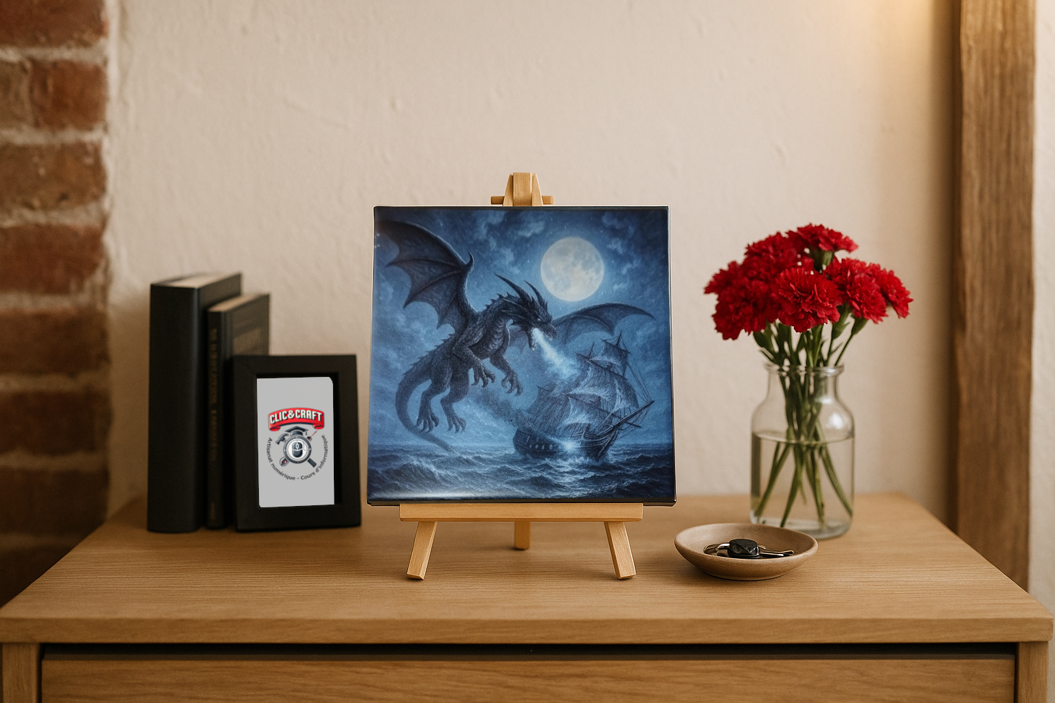 Dragon attaque de bateau (Faïence)