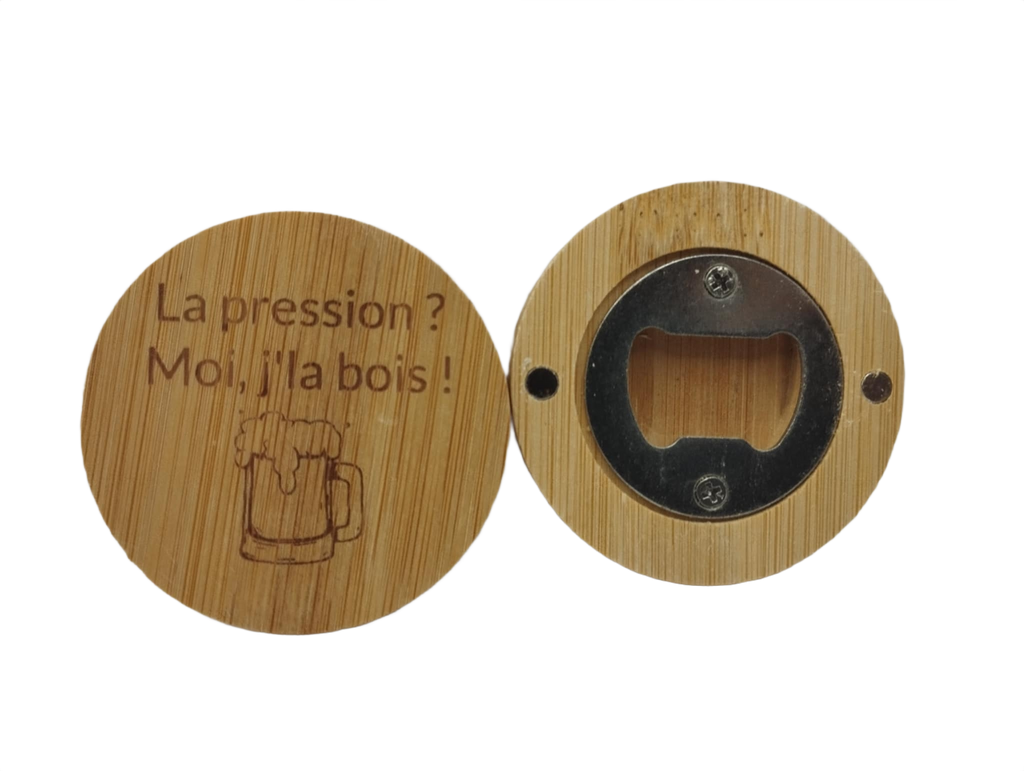 Décapsuleur bois (rond) - gravé (Personnalisable avec votre texte)
