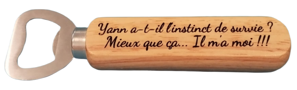 Décapsuleur bois (long) - gravé (Personnalisable avec votre texte)