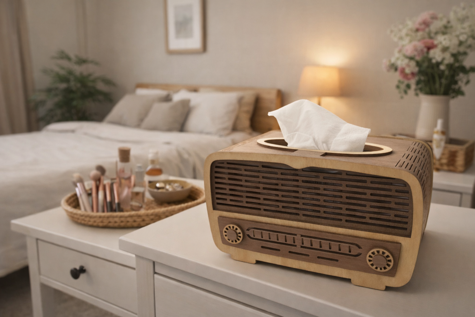 Boîte à mouchoirs - Poste radio vintage